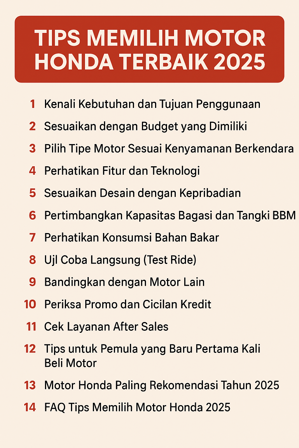 Tips memilih motor honda terbaik