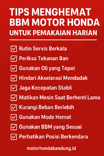 Tips Menghemat BBM Motor Honda untuk Pemakaian Harian